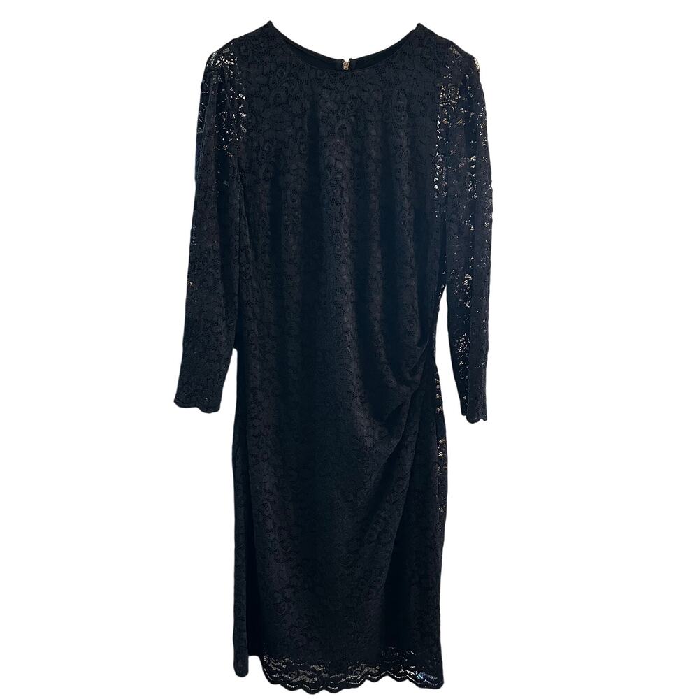 Lauren Ralph‎ Lauren Lace Sheath Midi Little Black Dress Cocktail Party Large